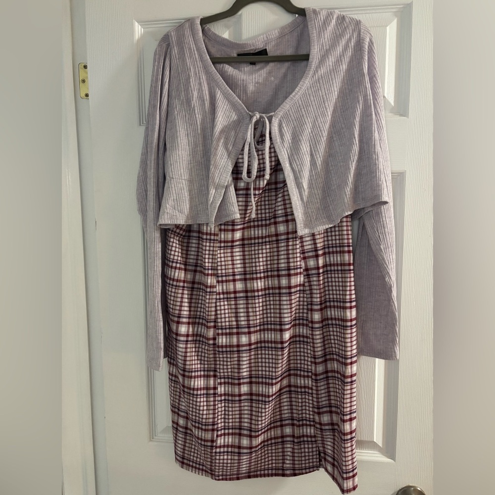 BNWT NOBO PLAID TANK TOO STYLE DRESS WITH TIE UP SWEATER OVER SIZE XXL - Picture 1 of 4